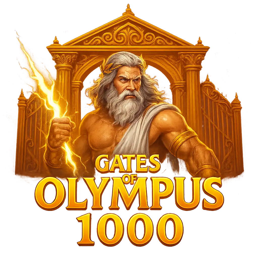 Gates of Olympus 1000 slot game tile with Zeus and lightning bolts