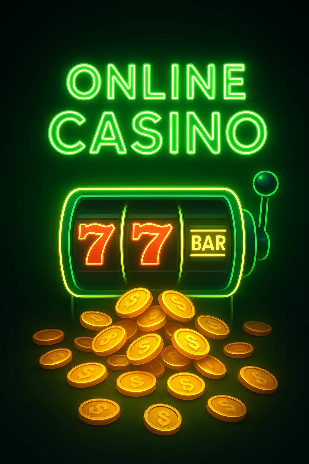 Neon casino reels and chips glowing against a dark Wintop Casino background