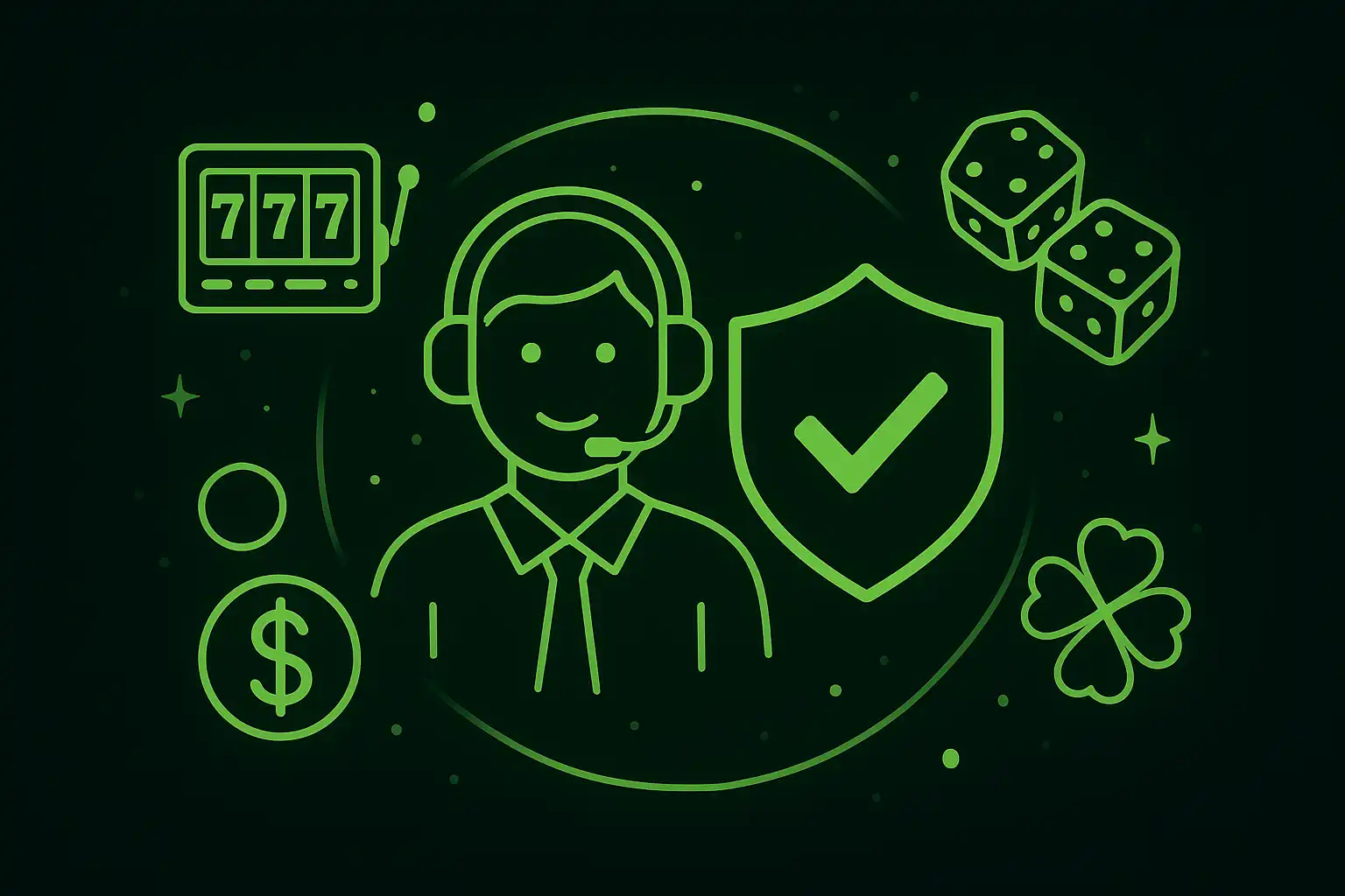 Wintop Casino team icon surrounded by slot symbols and a glowing shield